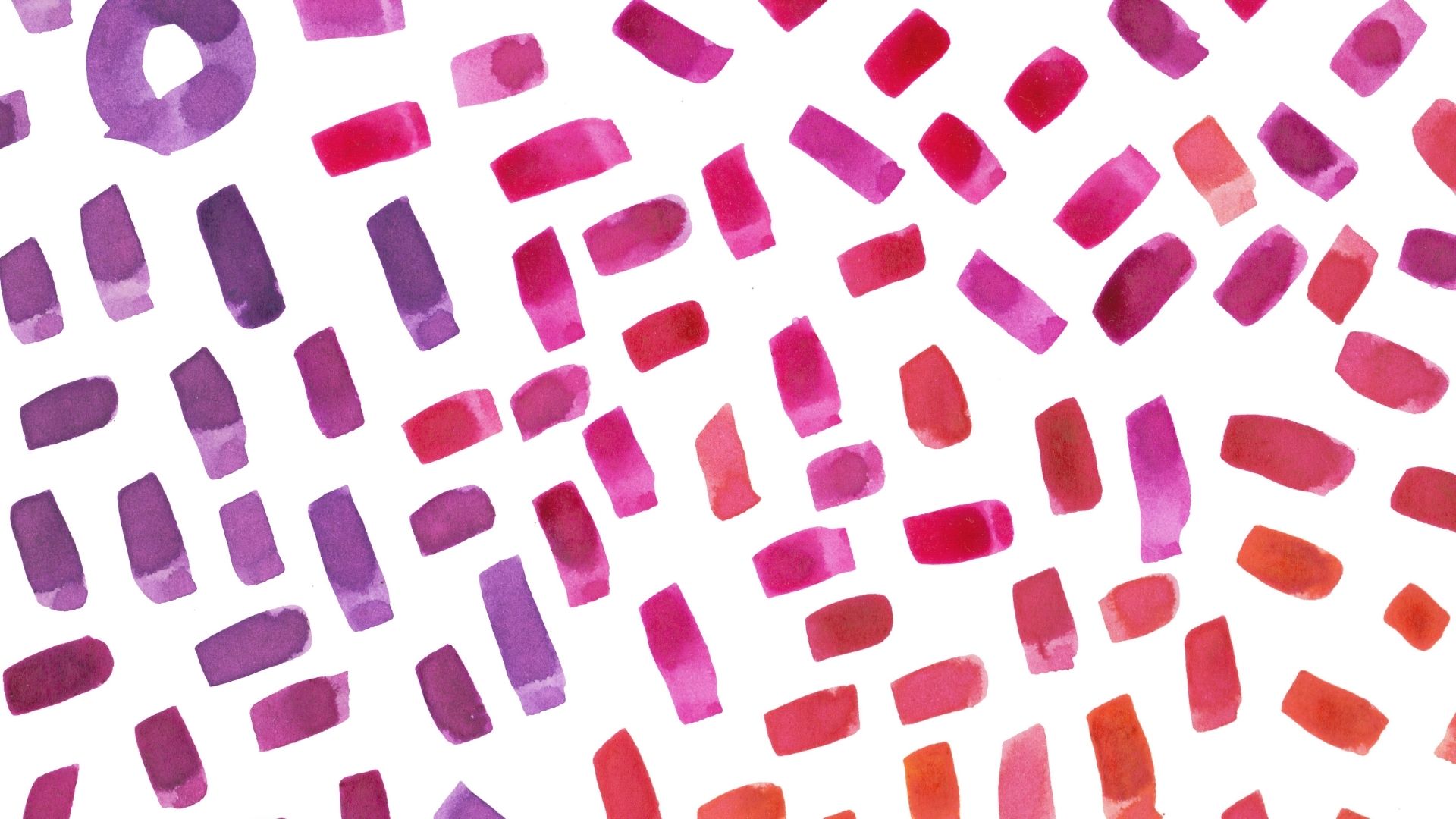 An image of purple, paint, and orange watercolour brush strokes