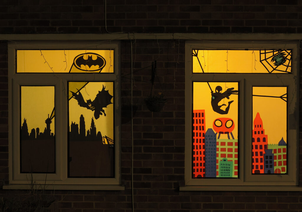 A Batman (left) and Spiderman (right) Inspired Windows.
